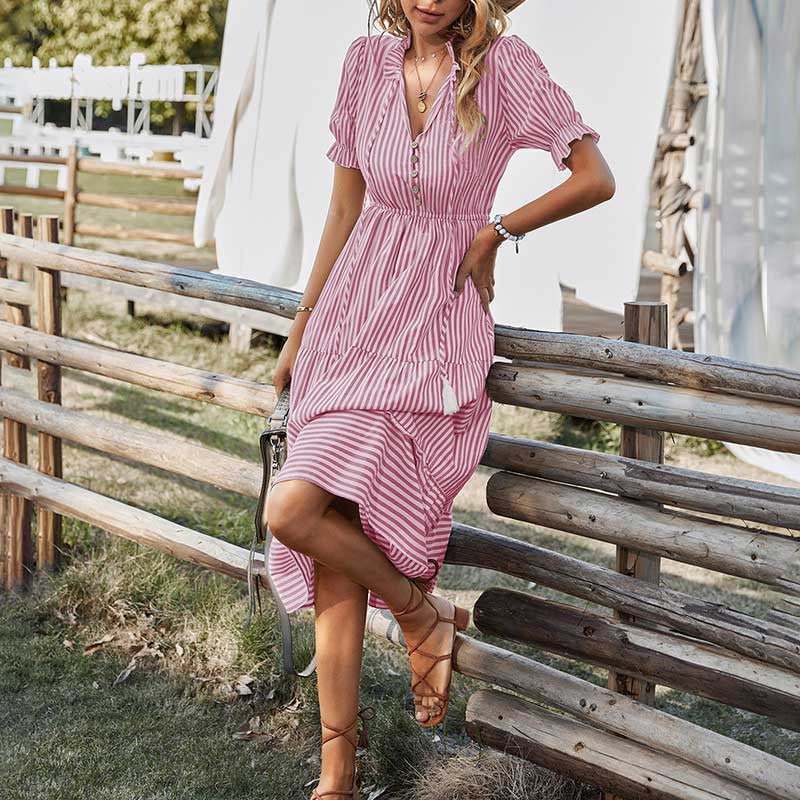 Maeva | Buttoned Day Dress with Relaxed Flow
