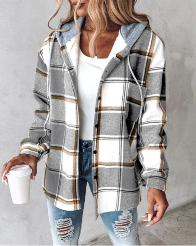 Una | Checked hooded jacket with warm lining for Women