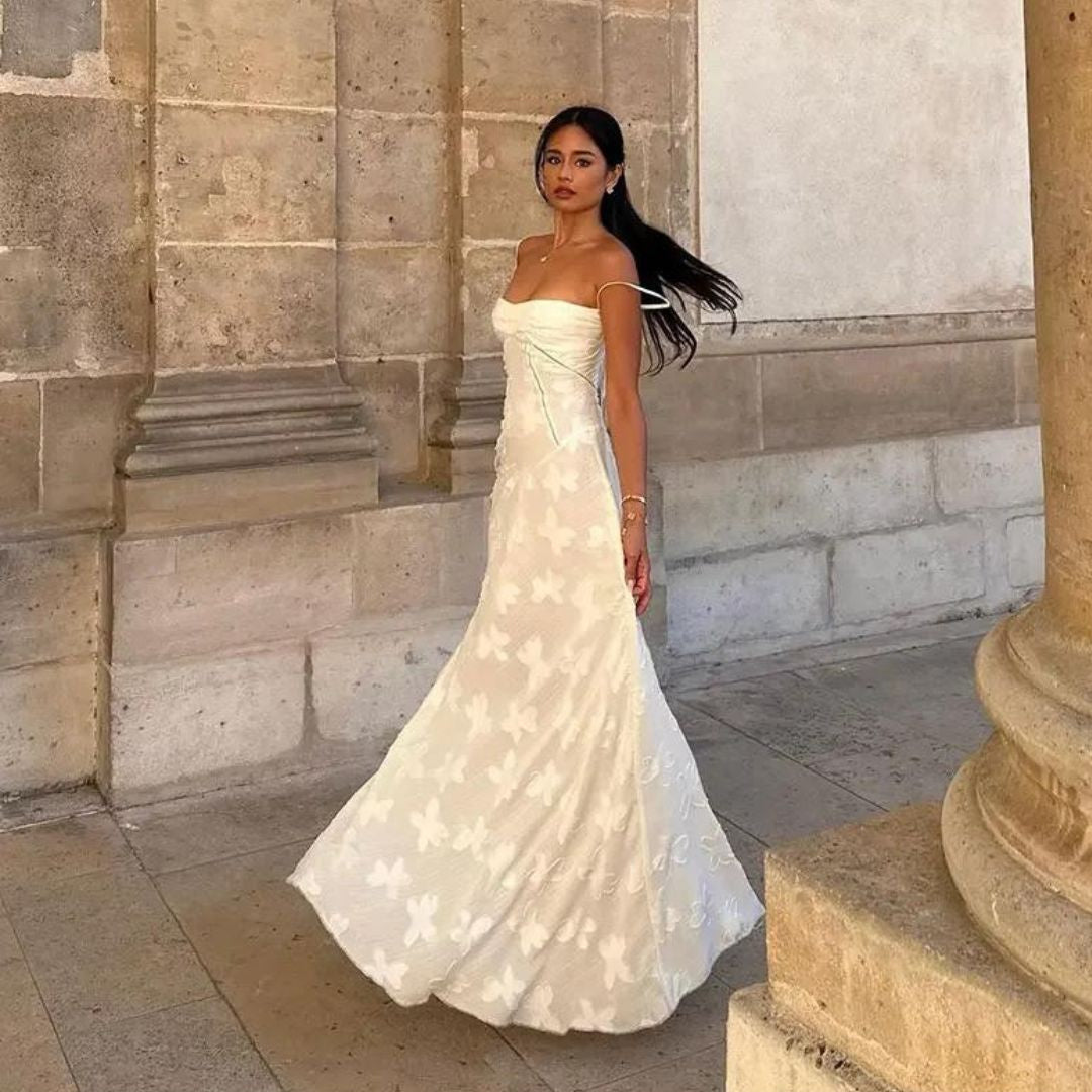Elira | Elegant Strapless Garden Maxi Dress