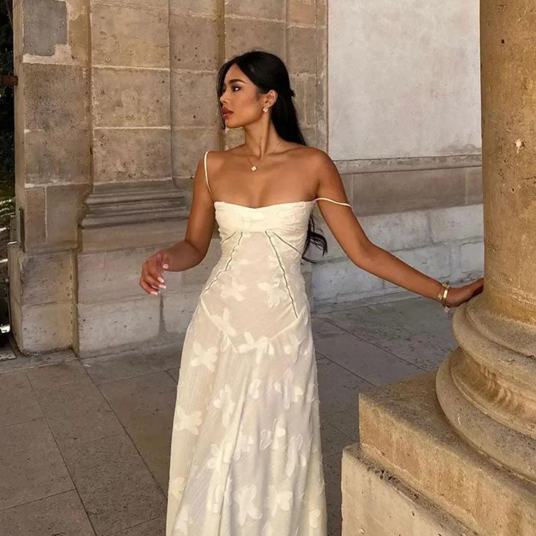 Elira | Elegant Strapless Garden Maxi Dress