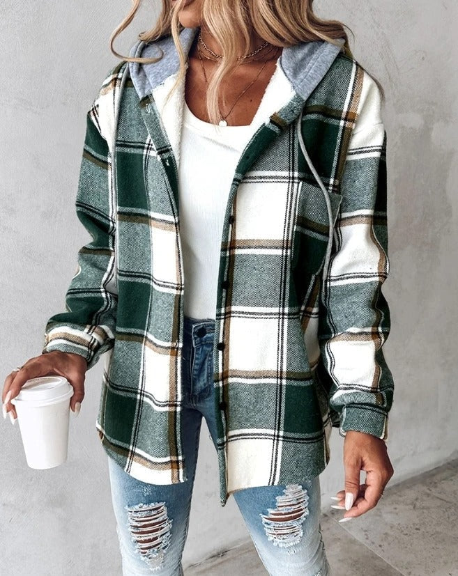 Una | Checked hooded jacket with warm lining for Women