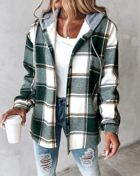 Una | Checked hooded jacket with warm lining for Women